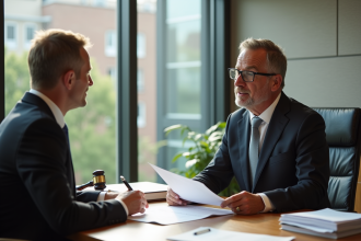 Avocat professionnel discutant avec un client dans un bureau moderne