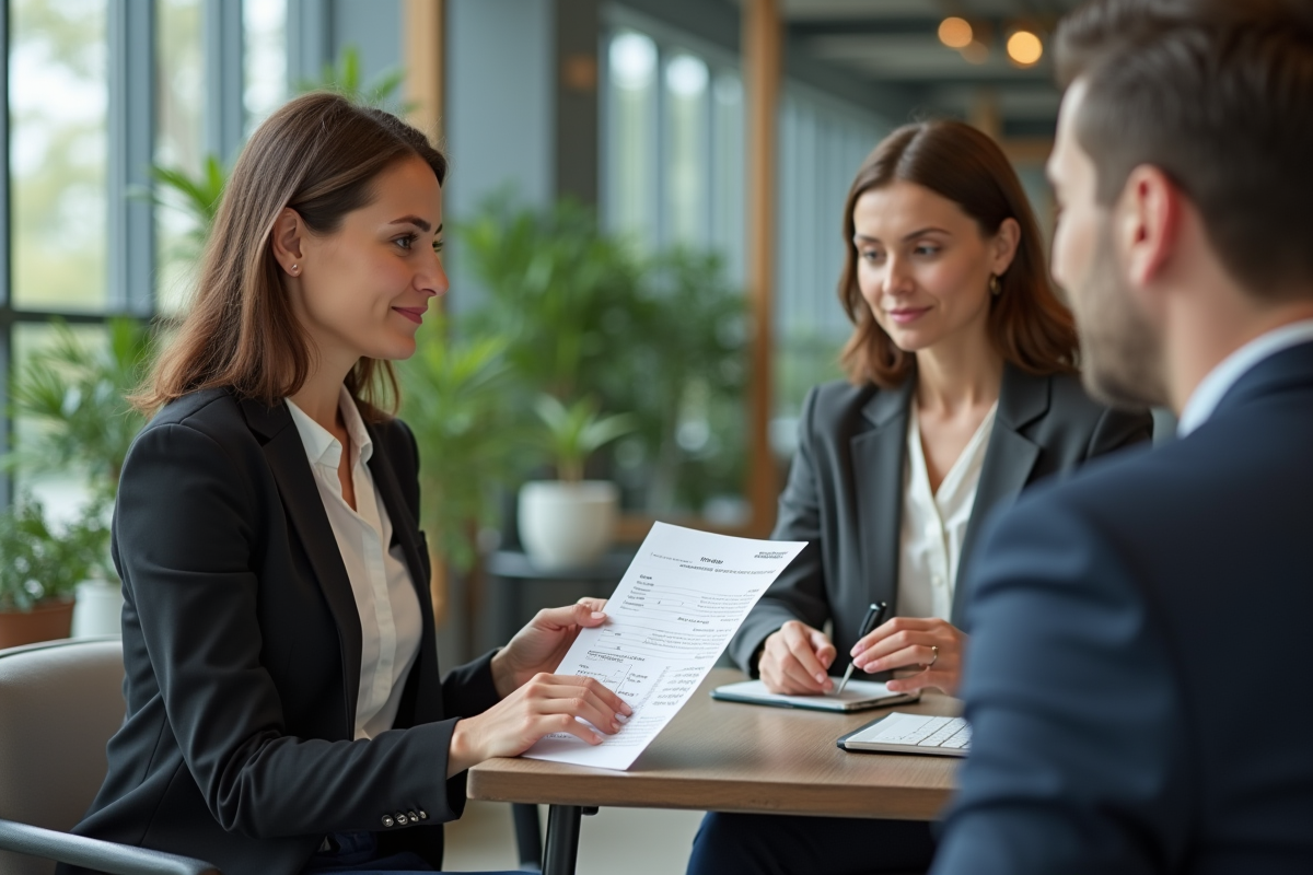 Femme d affaires discutant d une fiche de paie avec une collègue