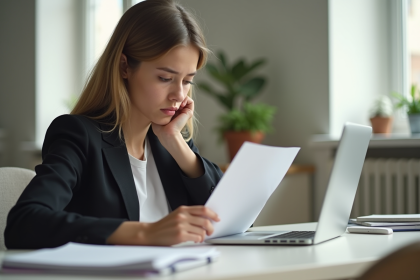 Jeune adulte déçu tenant une lettre de rejet à son bureau
