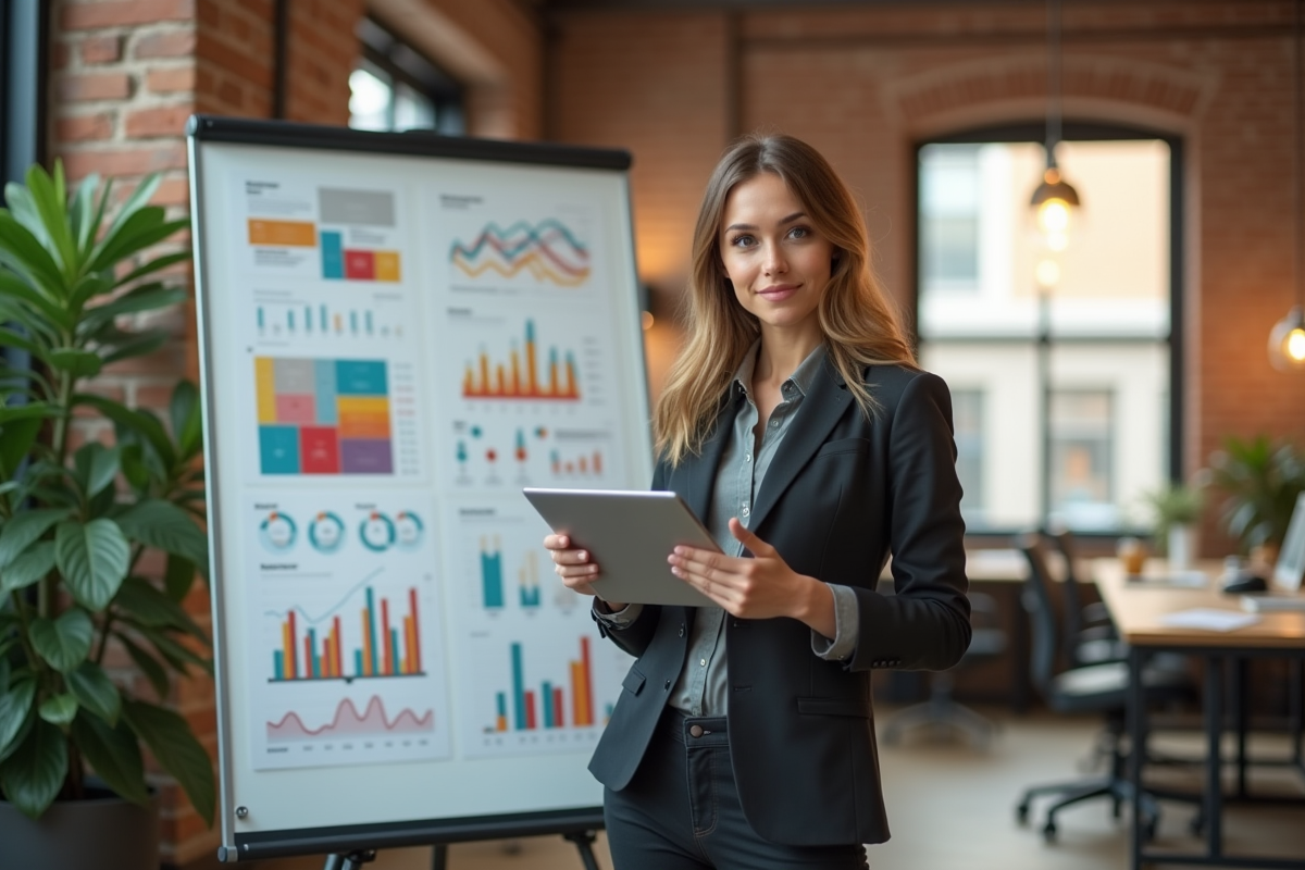 Jeune femme entrepreneure dans un espace de coworking urbain