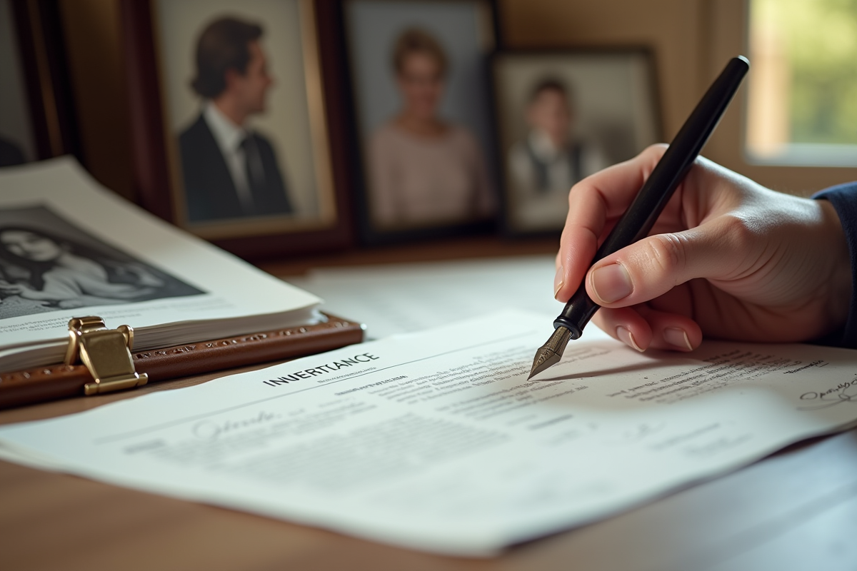 Mains passant une plume sur un document d