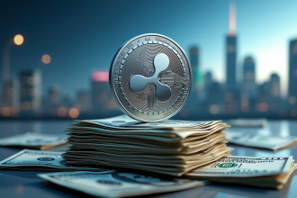 Pièce Ripple en argent sur des dollars brillants