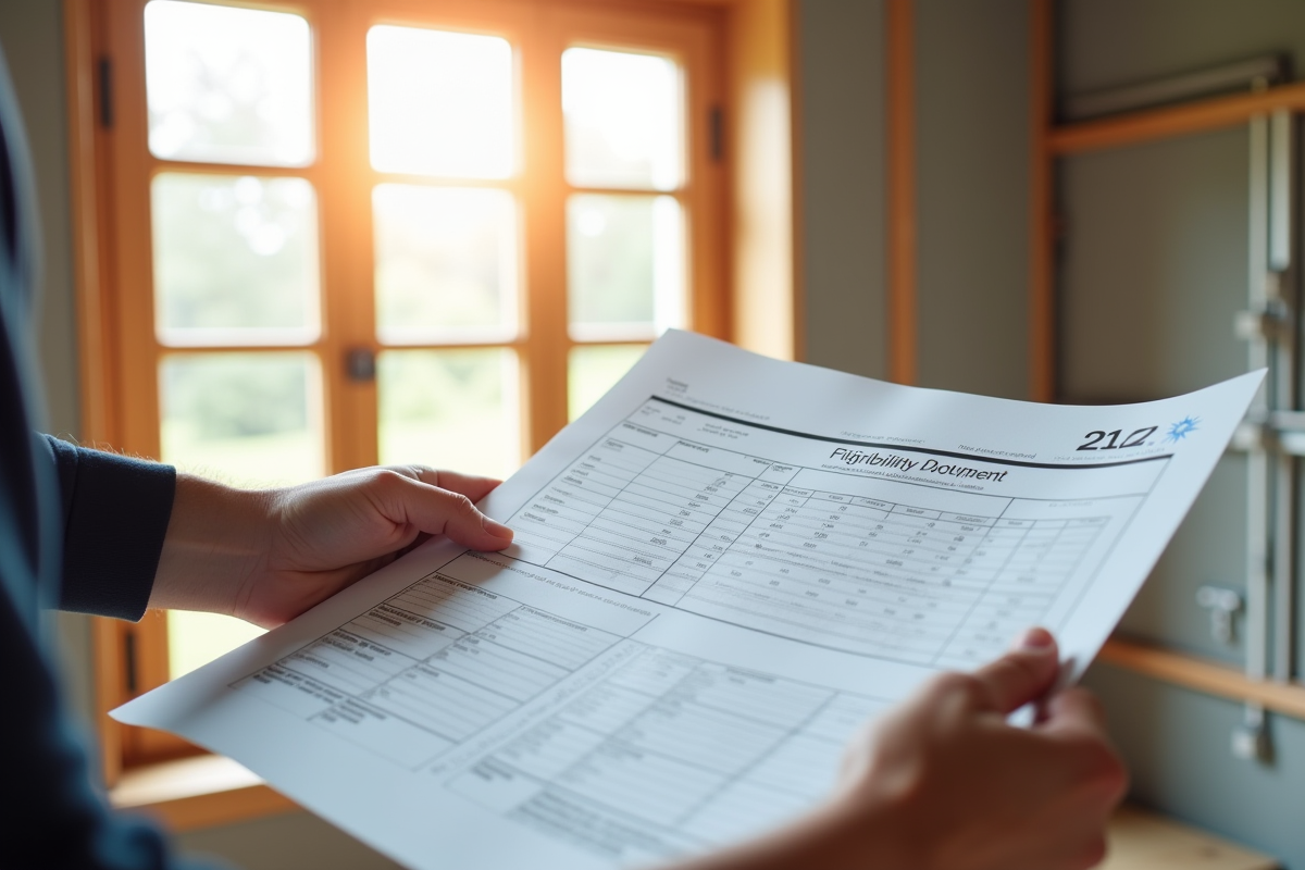 Main tenant des plans et document PTZ devant câblage électrique en rénovation