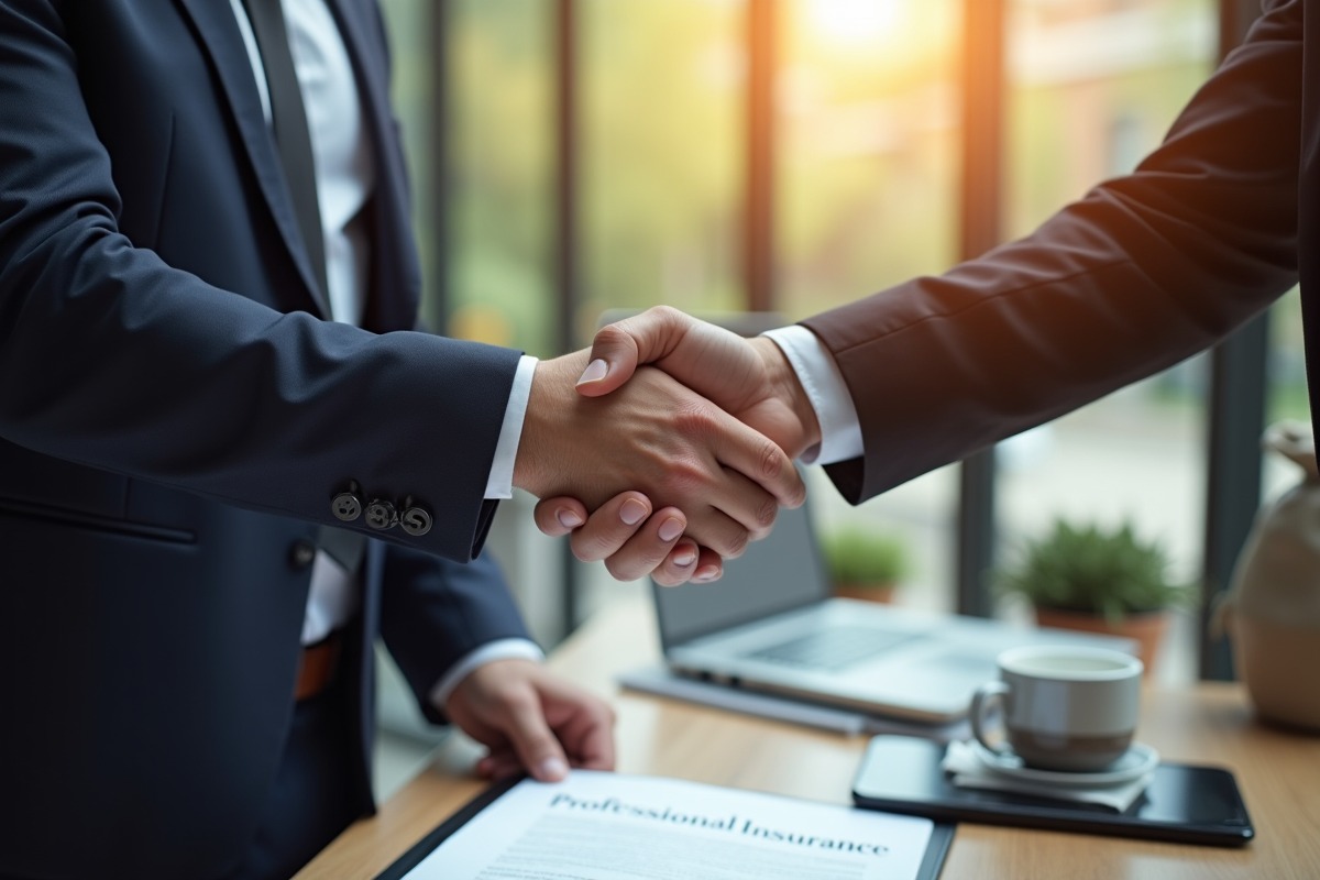 Poignée de main entre deux personnes avec contrat d