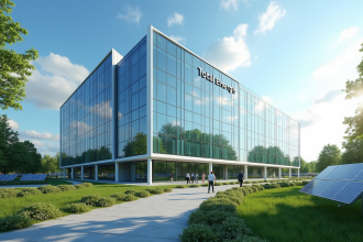 Siège moderne de TotalEnergies avec architecture durable