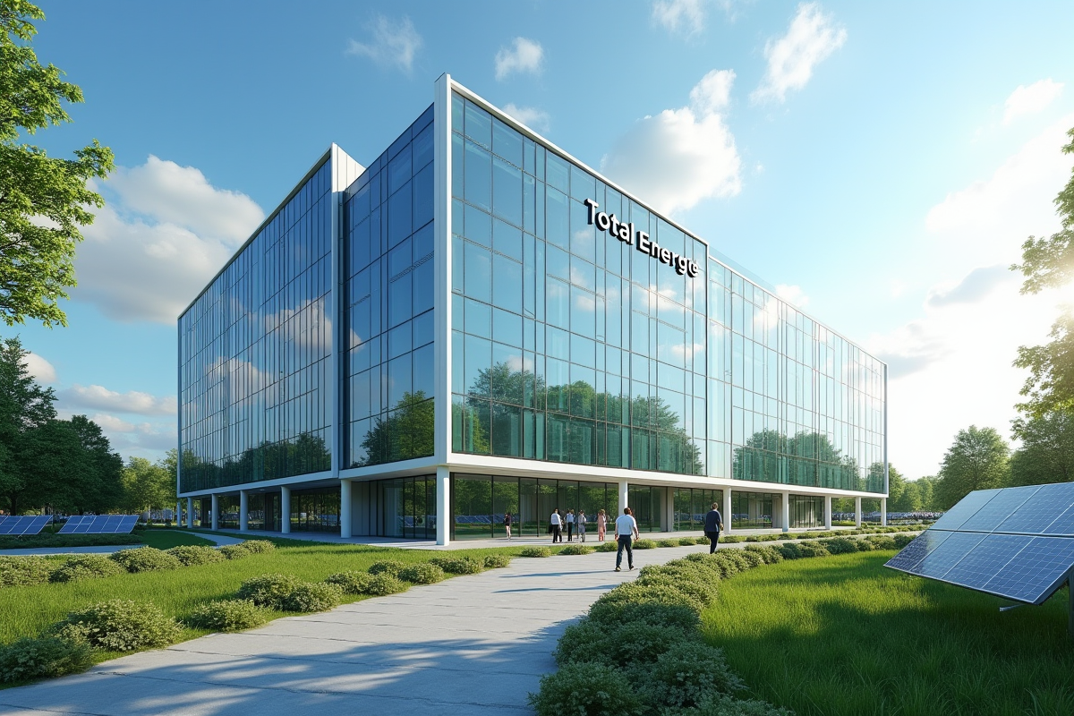 Siège moderne de TotalEnergies avec architecture durable